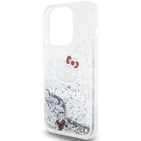Hello Kitty HKHCP14LLIKHET iPhone 14 Pro 6.1&quot; srebrny/silver hardcase Liquid Glitter Charms Kitty Head