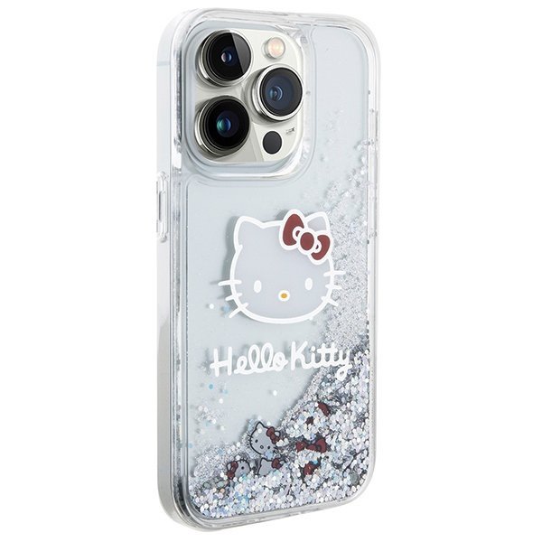 Hello Kitty HKHCP14XLIKHET iPhone 14 Pro Max 6.7&quot; srebrny/silver hardcase Liquid Glitter Charms Kitty Head