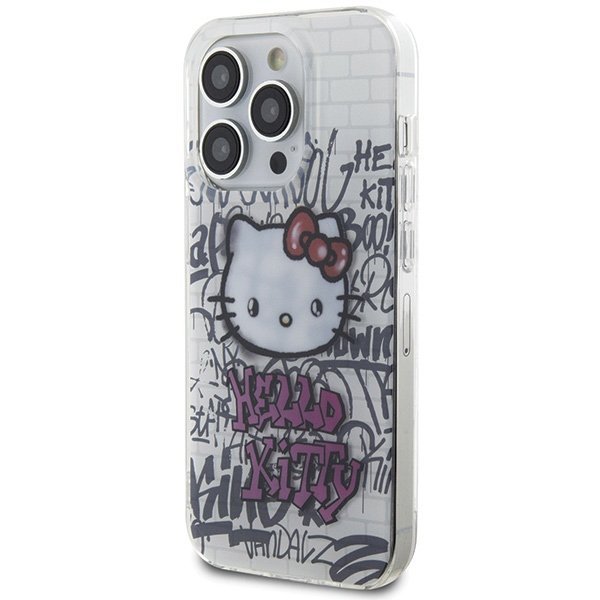 Hello Kitty HKHCP15LHDGPHT iPhone 15 Pro 6.1&quot; biały/white hardcase IML Kitty On Bricks Graffiti