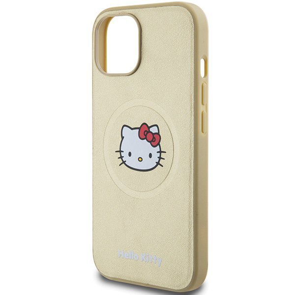 Hello Kitty HKHMP15SPGHCKD iPhone 15 / 14 / 13 6.1&quot; złoty/gold hardcase Leather Kitty Head MagSafe