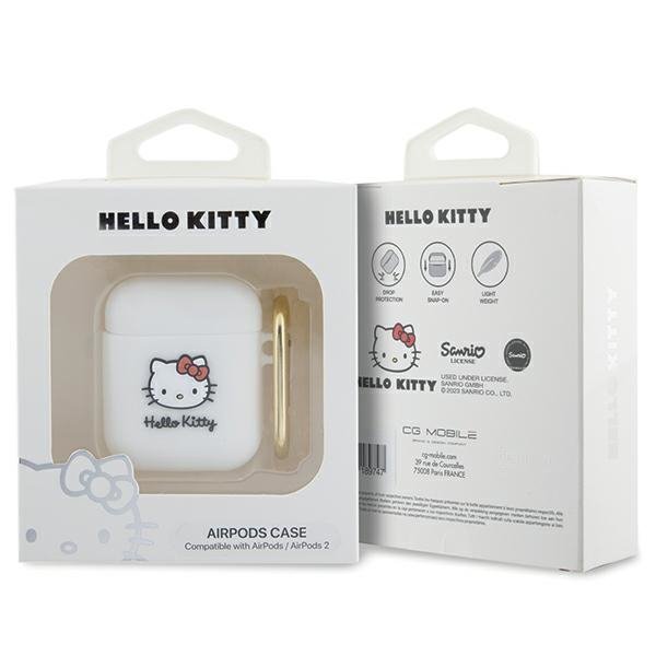 Hello Kitty HKA23DKHSH Airpods 1/2 cover biały/white Silicone 3D Kitty Head
