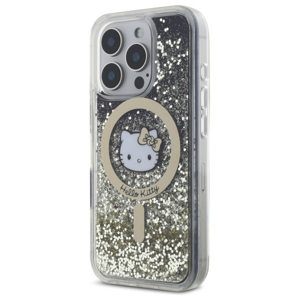Hello Kitty HKHMP16XLGDIK iPhone 16 Pro  Max 6.9&quot; czarny złoty/black gold hardcase Liquid Glitter Fever MagSafe