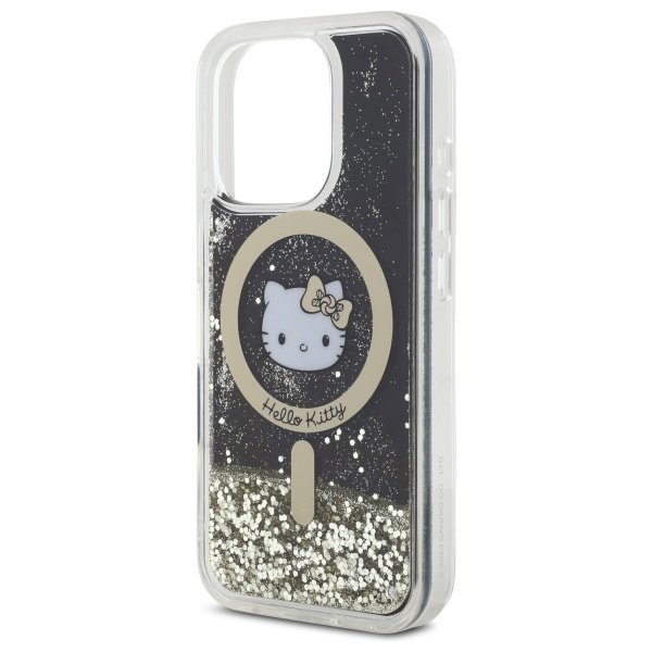 Hello Kitty HKHMP16XLGDIK iPhone 16 Pro  Max 6.9&quot; czarny złoty/black gold hardcase Liquid Glitter Fever MagSafe