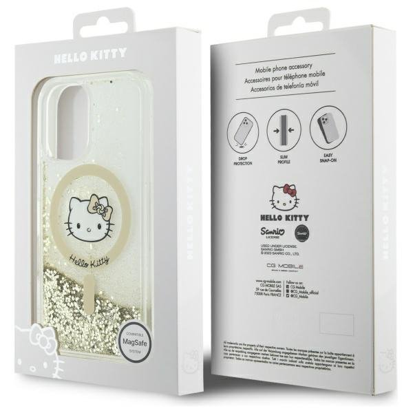 Hello Kitty HKHMP16SLGDIH iPhone 16 6.1&quot; biały złoty/white gold hardcase Liquid Glitter Fever MagSafe