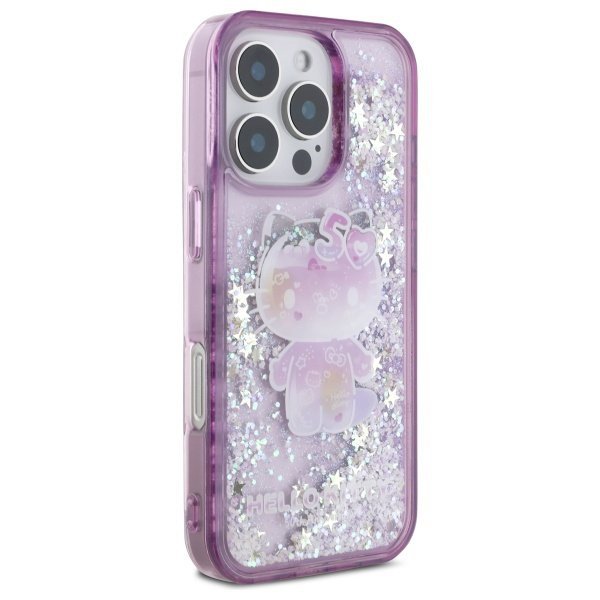 Hello Kitty HKHCP16LL50PPU iPhone 16 Pro 6.3&quot; fioletowy/purple hardcase Liquid Glitter 50TH Anniversary Party