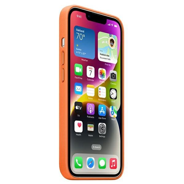 Etui Apple MPPF3ZM/A iPhone 14 Plus / 15 Plus 6.7&quot; pomarańczowy/orange Leather Case MagSafe