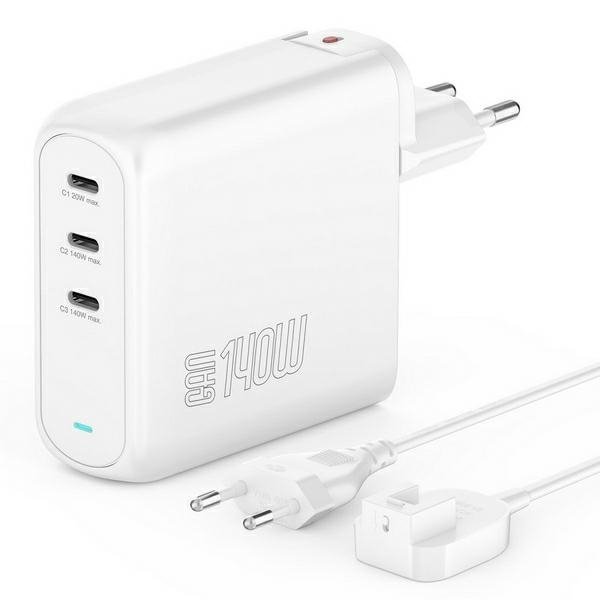 4smarts Ładowarka sieciowa GaN Flex Pro  140W 3xUSB-C biały 544140