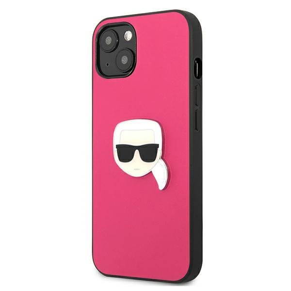 Karl Lagerfeld KLHCP13SPKMP iPhone 13mini 5,4&quot; różowy/pink hardcase Leather Ikonik Karl`s Head Metal