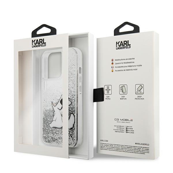 Karl Lagerfeld KLHCP13XGCFS iPhone 13 Pro Max 6,7&quot; srebrny/silver hardcase Liquid Glitter Choupette Fun