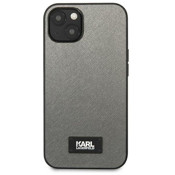 Karl Lagerfeld KLHCP13MSFMP2DG iPhone 13/ 14 / 15 6,1" hardcase srebrny/silver Saffiano Plaque