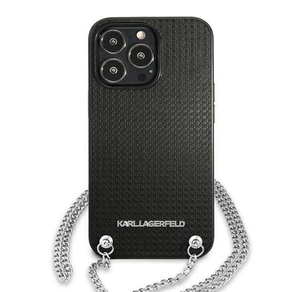 Karl Lagerfeld KLHCP13XPMK iPhone 13 Pro Max 6,7&quot; hardcase czarny/black Leather Textured and Chain