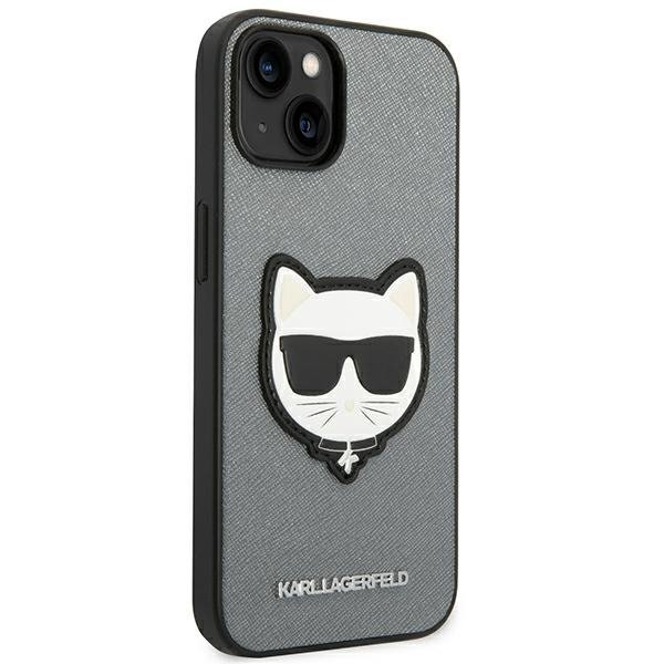 Karl Lagerfeld KLHCP14MSAPCHG iPhone 14 Plus / 15 Plus 6,7&quot; hardcase srebrny/silver Saffiano Choupette Head Patch