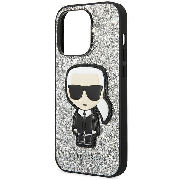 Karl Lagerfeld KLHCP14XGFKPG iPhone 14 Pro Max 6,7&quot; hardcase srebrny/silver Glitter Flakes Ikonik