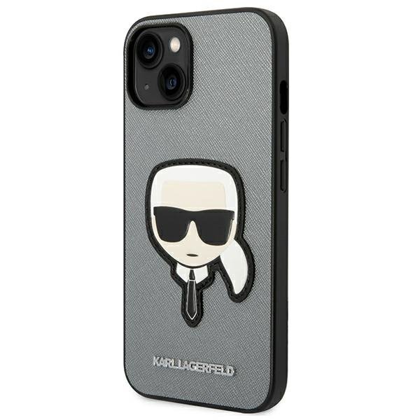 Karl Lagerfeld KLHCP14MSAPKHG iPhone 14 Plus / 15 Plus 6,7&quot; srebrny/silver hardcase Saffiano Karl`s Head Patch