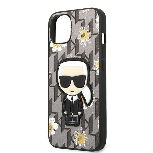 Karl Lagerfeld KLHCP13MPMNFIK1 iPhone 13 / 14 / 15 6,1&quot; szary/grey Flower Ikonik Karl