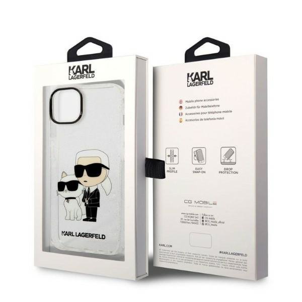 Karl Lagerfeld KLHCP14MHNKCTGT iPhone 14 Plus / 15 Plus 6,7&quot; transparent hardcase Gliter Karl&Choupette