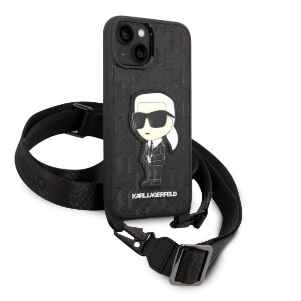 Karl Lagerfeld KLHCP14SSTKMK iPhone 14 / 15 / 13 6,1&quot; czarny/black hardcase Monogram Ikonik Patch