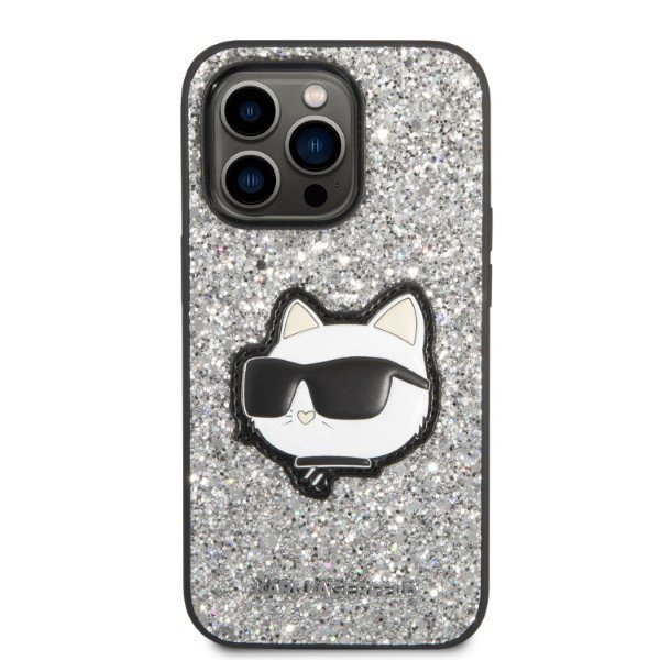 Karl Lagerfeld KLHCP14XG2CPS iPhone 14 Pro Max 6,7&quot; srebrny/silver hardcase Glitter Choupette Patch