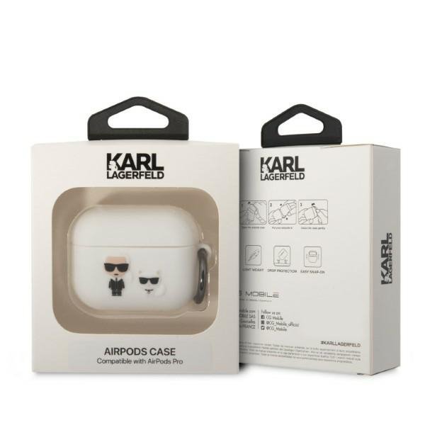 Karl Lagerfeld KLACAPSILKCW AirPods Pro cover biały/white Silicone Karl & Choupette
