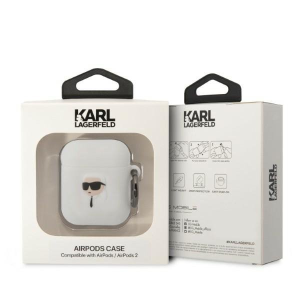 Karl Lagerfeld KLA2RUNIKH AirPods 1/2 cover biały/white Silicone Karl Head 3D