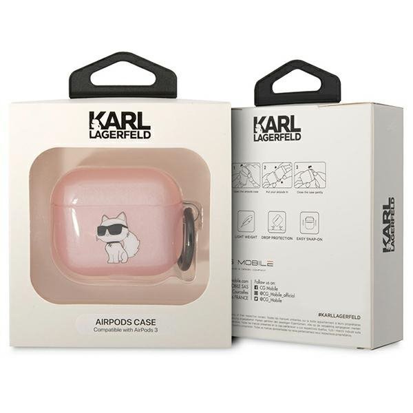 Karl Lagerfeld KLA3HNCHTCP Airpods 3 cover różowy/pink Ikonik Choupette