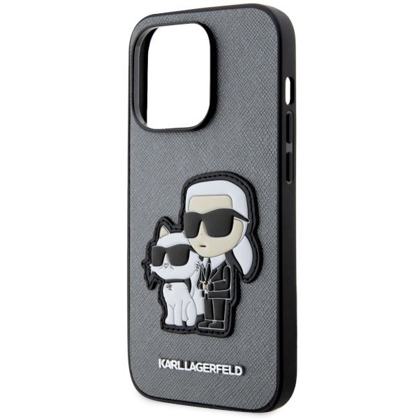 Karl Lagerfeld KLHCP14LSANKCPG iPhone 14 Pro 6.1&quot; hardcase srebrny/silver Saffiano Karl & Choupette
