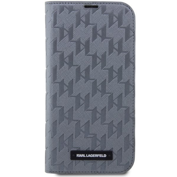 Karl Lagerfeld KLBKP14XSAKLHPG iPhone 14Pro Max 6.7&quot; bookcase srebrny/silver Saffiano Monogram