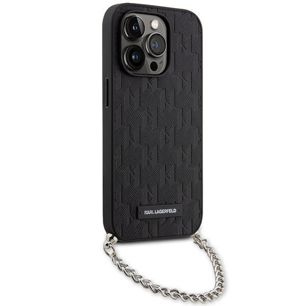 Karl Lagerfeld KLHCP14XSACKLHPK iPhone 14 Pro Max 6.7&quot; czarny/black hardcase Saffiano Monogram Chain