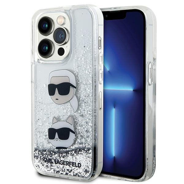 Karl Lagerfeld KLHCP14XLDHKCNS iPhone 14 Pro Max 6.7&quot; srebrny/silver hardcase Liquid Glitter Karl & Choupette Heads