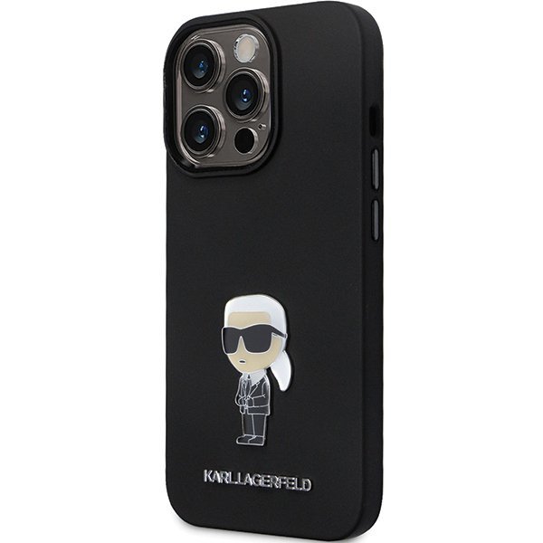 Karl Lagerfeld KLHCP13LSMHKNPK iPhone 13 Pro / 13 6.1&quot; czarny/black Silicone Ikonik Metal Pin