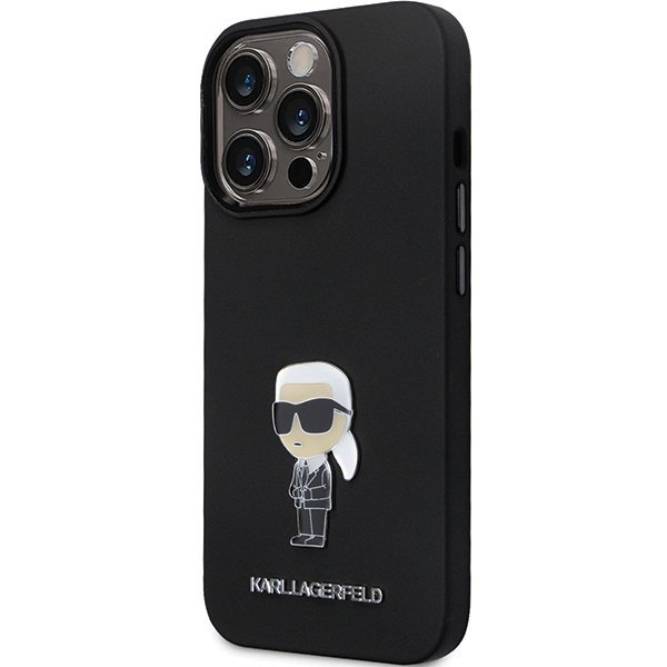Karl Lagerfeld KLHCP14XSMHKNPK iPhone 14 Pro Max 6.7&quot; czarny/black Silicone Ikonik Metal Pin