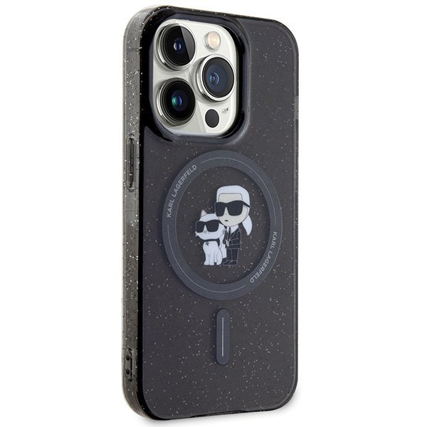 Karl Lagerfeld KLHMP15LHGKCNOK iPhone 15 Pro 6.1&quot; czarny/black hardcase Karl&Choupette Glitter MagSafe