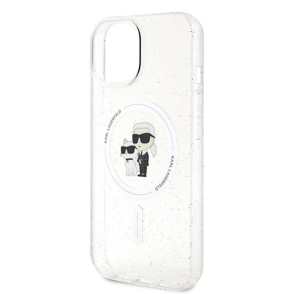 Karl Lagerfeld KLHMP15SHGKCNOT iPhone 15 / 14 / 13 6.1&quot; transparent hardcase Karl&Choupette Glitter MagSafe