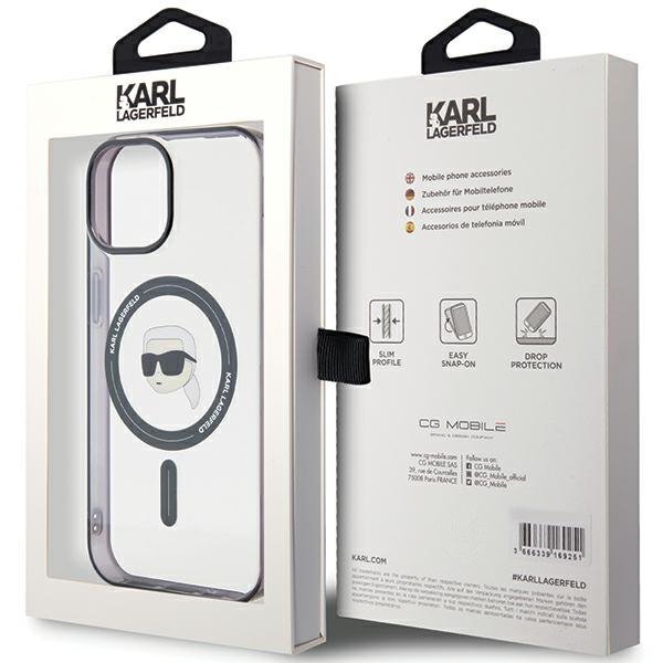 Karl Lagerfeld KLHMP15SHKHNOTK iPhone 15 / 14 / 13 6.1&quot; transparent hardcase IML Karl`s Head MagSafe