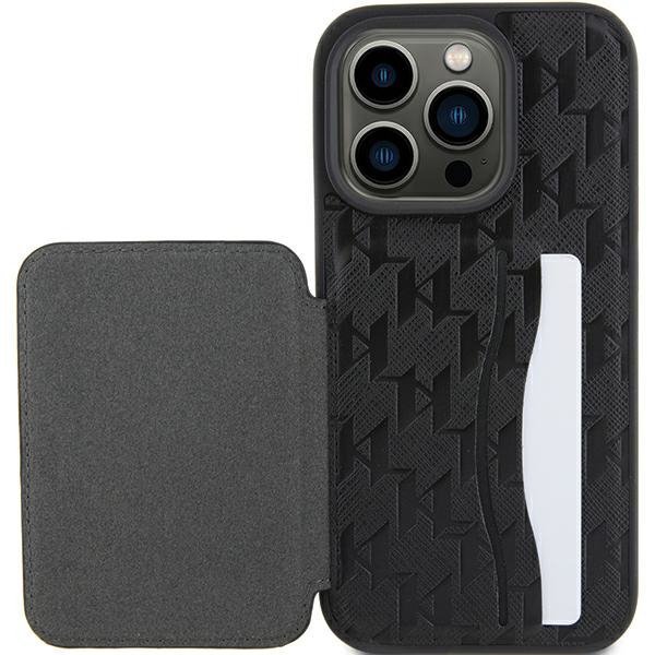 Karl Lagerfeld KLHCP15XSAKKNSCK iPhone 15 Pro Max 6.7&quot; czarny/black hardcase Saffiano Cardslots and Stand Monogram Ikonik P