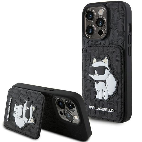 Karl Lagerfeld KLHCP15LSAKCNSCK iPhone 15 Pro 6.1&quot; czarny/black hardcase Saffiano Cardslots and Stand Monogram Choupette