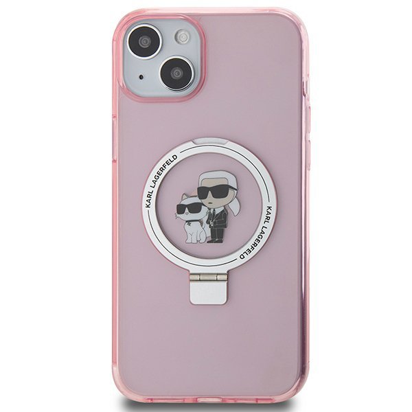 Karl Lagerfeld KLHMP15SHMRSKCP iPhone 15 / 14 / 13 6.1&quot; różowy/pink hardcase Ring Stand Karl&Choupettte MagSafe