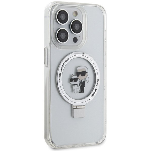 Karl Lagerfeld KLHMP15LHMRSKCH iPhone 15 Pro 6.1&quot; biały/white hardcase Ring Stand Karl&Choupettte MagSafe