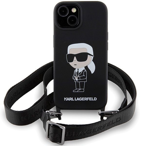 Karl Lagerfeld KLHCP15SSCBSKNK iPhone 15 / 14 / 13 6.1&quot; hardcase czarny/black Crossbody Silicone Ikonik