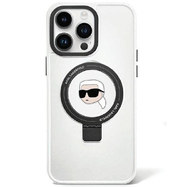 Karl Lagerfeld KLHMP15SHMRSKHH iPhone 15 / 14 / 13 6.1&quot; biały/white hardcase Ring Stand Karl Head MagSafe