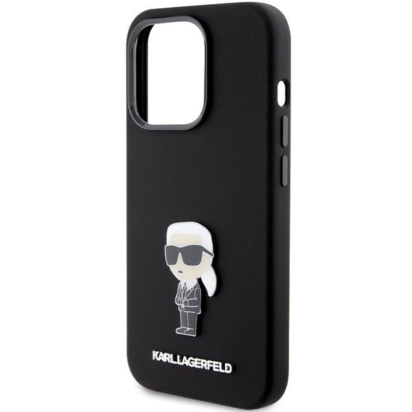 Karl Lagerfeld KLHCP15XSMHKNPK iPhone 15 Pro Max 6.7&quot; czarny/black Silicone Ikonik Metal Pin