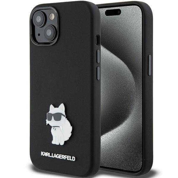 Karl Lagerfeld KLHCP15SSMHCNPK iPhone 15 / 14 / 13 6.1&quot; czarny/black Silicone Choupette Metal Pin