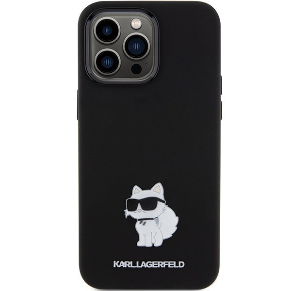 Karl Lagerfeld KLHCP15XSMHCNPK iPhone 15 Pro Max 6.7&quot; czarny/black Silicone Choupette Metal Pin