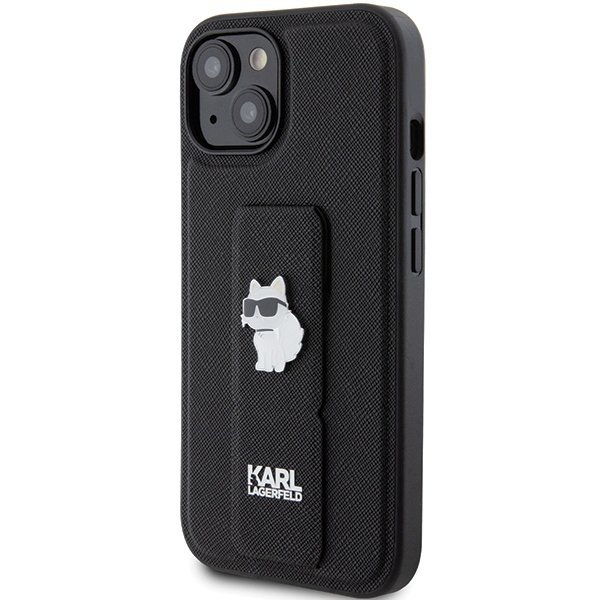 Karl Lagerfeld KLHCP15SGSACHPK iPhone 15 / 14 / 13 6.1&quot; czarny/black hardcase Gripstand Saffiano Choupette Pins
