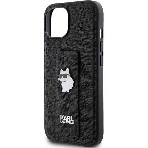 Karl Lagerfeld KLHCP15SGSACHPK iPhone 15 / 14 / 13 6.1&quot; czarny/black hardcase Gripstand Saffiano Choupette Pins