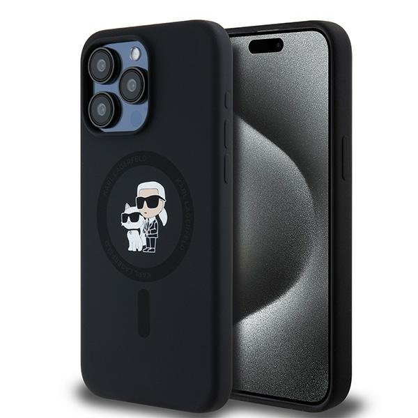 Karl Lagerfeld KLHMP15XSCMKCRHK iPhone 15 Pro Max 6.7&quot; czarny/black hardcase Silicone Karl & Choupette Ring MagSafe