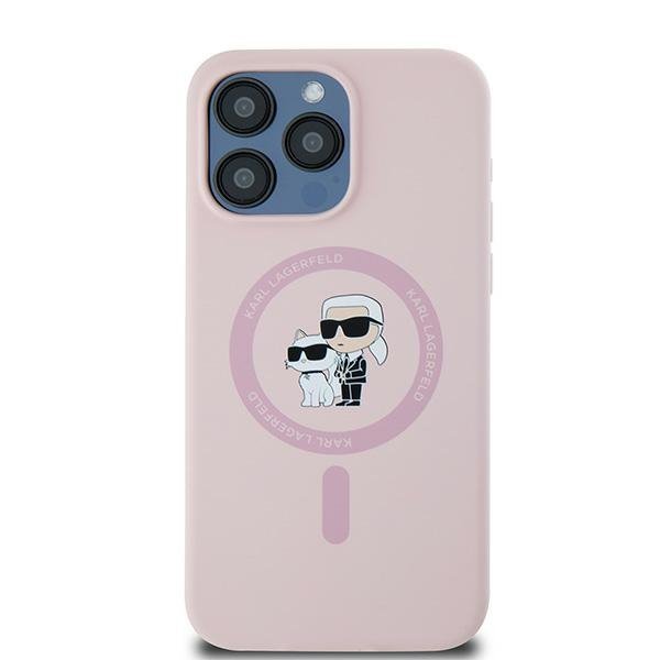 Karl Lagerfeld KLHMP15XSCMKCRHP iPhone 15 Pro Max 6.7&quot; różowy/pink hardcase Silicone Karl & Choupette Ring MagSafe