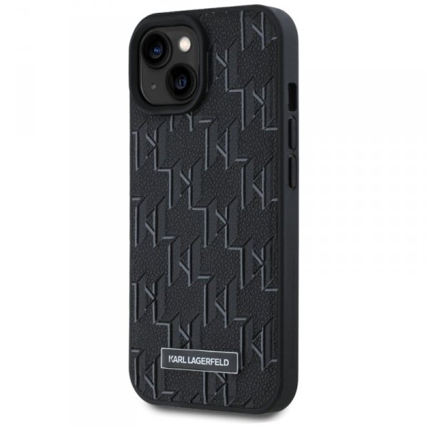 Karl Lagerfeld KLHMP15SPKHPORPK iPhone 15 / 14 / 13 6.1&quot; hardcase czarny/black Leather Monogram Metal Logo MagSafe