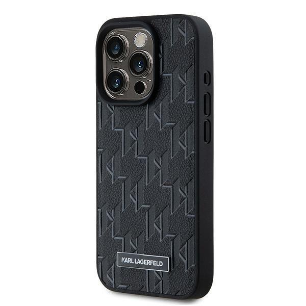 Karl Lagerfeld KLHMP15XPKHPORPK iPhone 15 Pro Max 6.7&quot; hardcase czarny/black Leather Monogram Metal Logo MagSafe