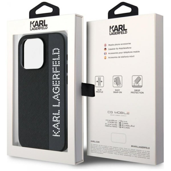 Karl Lagerfeld KLHCP15XPSAKDGCK iPhone 15 Pro Max 6.7&quot; czarny/black hardcase Saffiano Rhinestones & Charm